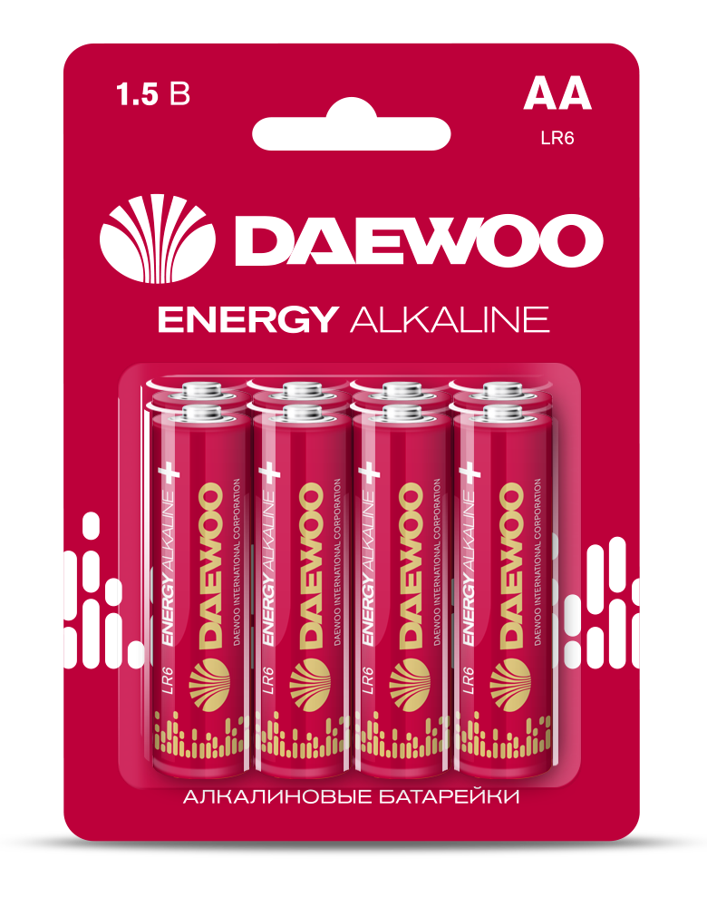 Батарейка алкалиновая DAEWOO LR6 AA, 8шт.