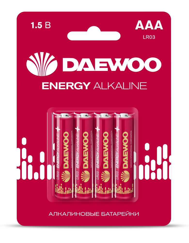 Батарейка алкалиновая DAEWOO LR03 AAA, 4шт.